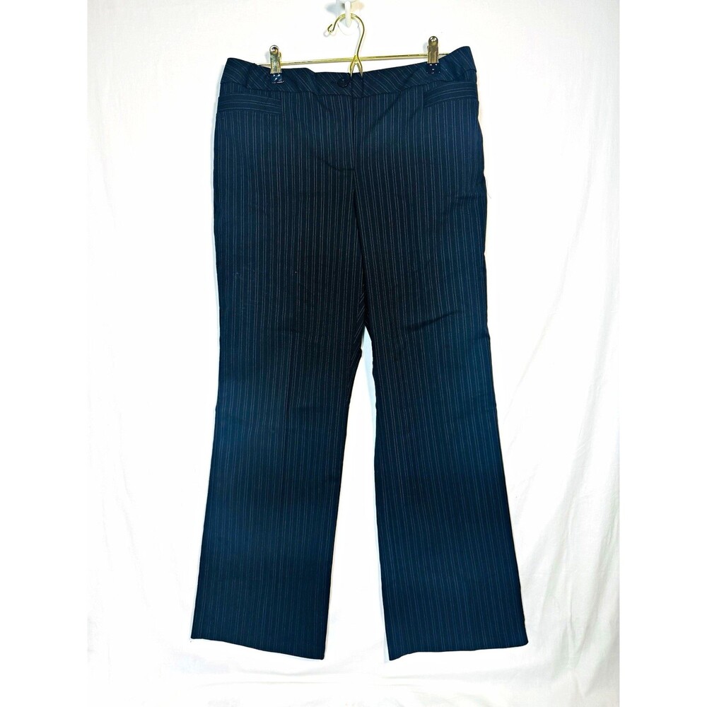 Worthington Women's Petite Stretch Black Pinstripe Straight Leg Dress Pants 10P